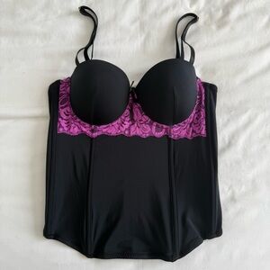 Vintage Black & Purple Lace Corset Top